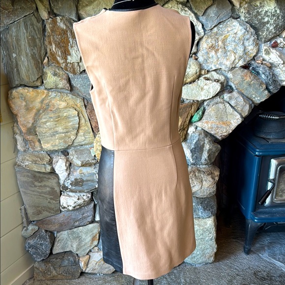 3.1 Phillip Lim Asymmetrical Tromp L’oeil Layered Wool & Leather Biker Dress - Picture 5 of 16